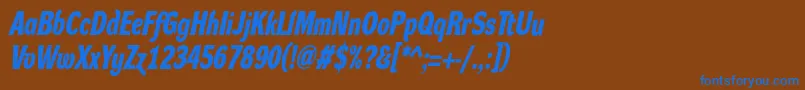 DynagroteskdcBolditalic Font – Blue Fonts on Brown Background