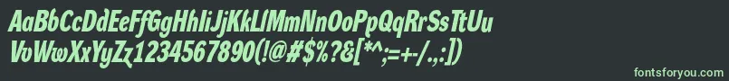フォントDynagroteskdcBolditalic – 黒い背景に緑の文字