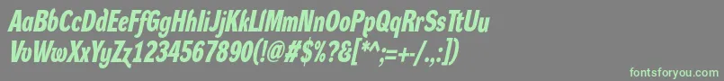フォントDynagroteskdcBolditalic – 灰色の背景に緑のフォント
