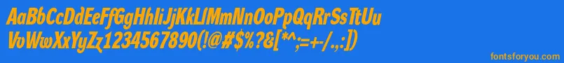 DynagroteskdcBolditalic Font – Orange Fonts on Blue Background