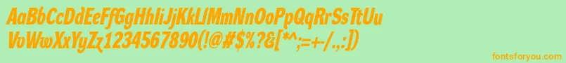 DynagroteskdcBolditalic Font – Orange Fonts on Green Background