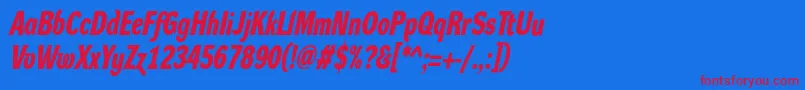 DynagroteskdcBolditalic Font – Red Fonts on Blue Background