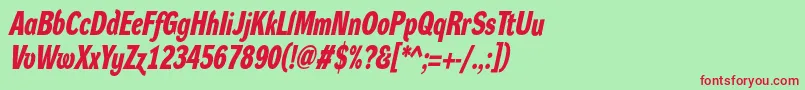 DynagroteskdcBolditalic Font – Red Fonts on Green Background