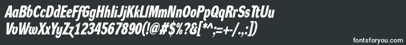 DynagroteskdcBolditalic-fontti – valkoiset fontit mustalla taustalla