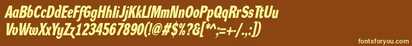 DynagroteskdcBolditalic Font – Yellow Fonts on Brown Background