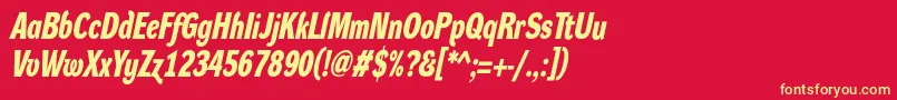 DynagroteskdcBolditalic Font – Yellow Fonts on Red Background