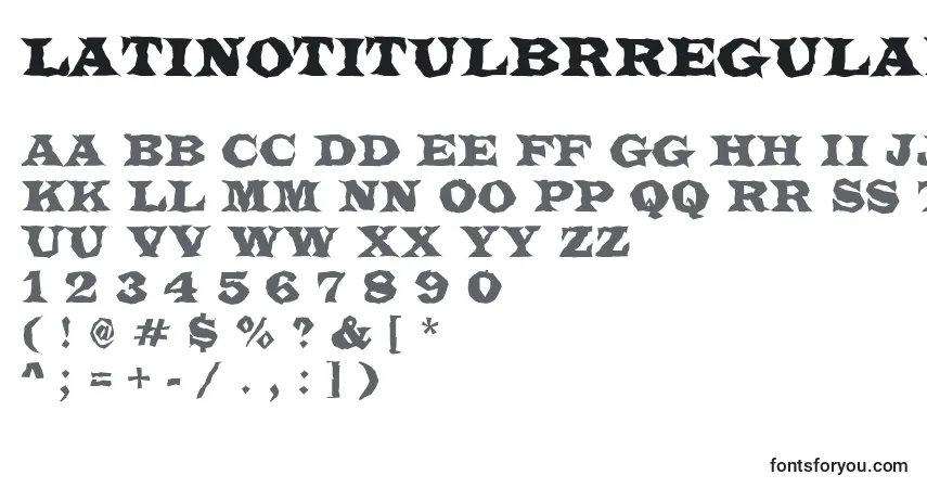 A fonte LatinotitulbrRegular – alfabeto, números, caracteres especiais