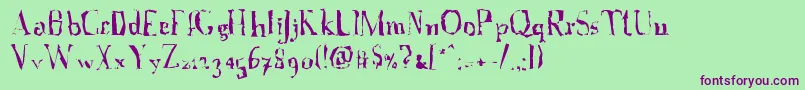 フォントAFontWithSerifs.Disordered – 緑の背景に紫のフォント