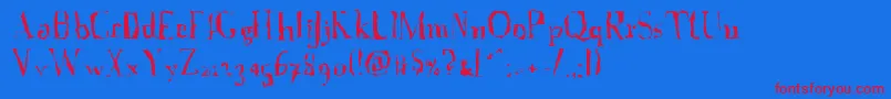 Fonte AFontWithSerifs.Disordered – fontes vermelhas em um fundo azul