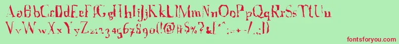 AFontWithSerifs.Disordered Font – Red Fonts on Green Background