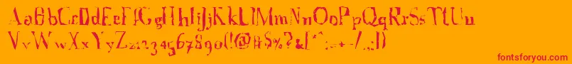 フォントAFontWithSerifs.Disordered – オレンジの背景に赤い文字