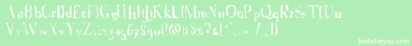 AFontWithSerifs.Disordered-Schriftart – Weiße Schriften auf grünem Hintergrund