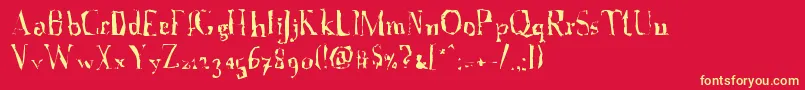 フォントAFontWithSerifs.Disordered – 黄色の文字、赤い背景