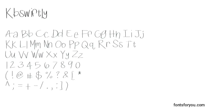 A fonte Kbswiftly – alfabeto, números, caracteres especiais