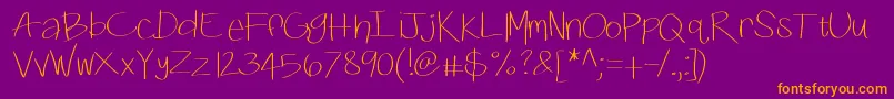 Kbswiftly-Schriftart – Orangefarbene Schriften auf violettem Hintergrund