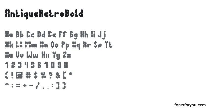 AntiqueRetroBoldフォント–アルファベット、数字、特殊文字