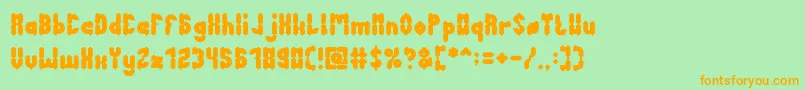 Weitere Informationen zur AntiqueRetroBold-Schriftart AntiqueRetroBold-Schriftart – Orangefarbene Schriften auf grünem Hintergrund