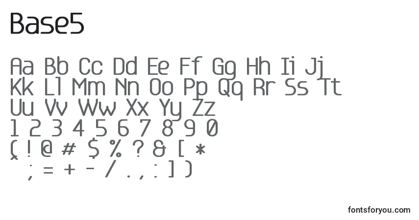 Schriftart Base5 – Alphabet, Zahlen, spezielle Symbole