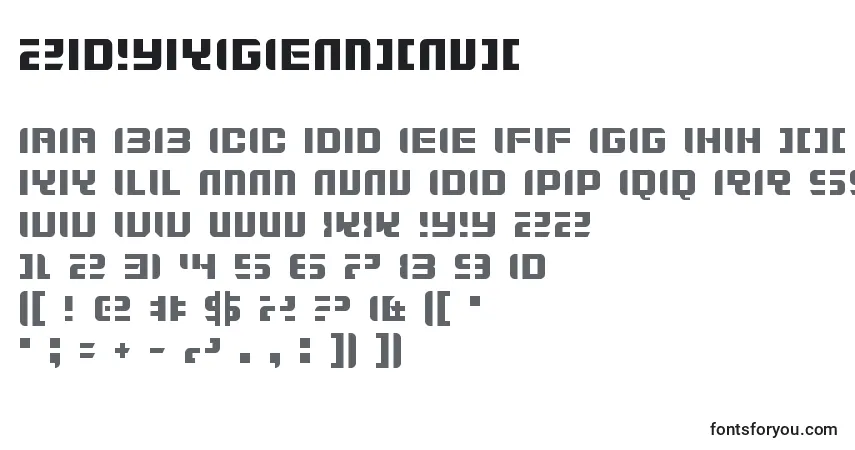 Schriftart ZdykGemini – Alphabet, Zahlen, spezielle Symbole