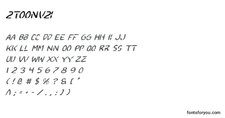 Schriftart 2toonv2i – Alphabet, Zahlen, spezielle Symbole