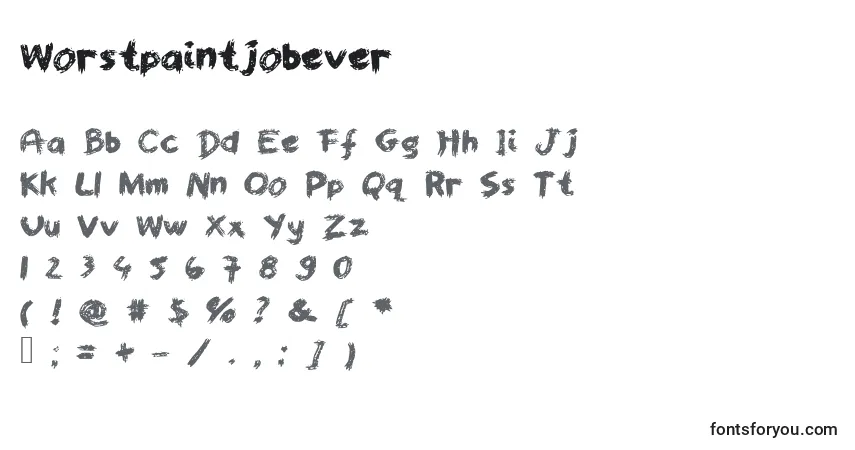 A fonte Worstpaintjobever – alfabeto, números, caracteres especiais