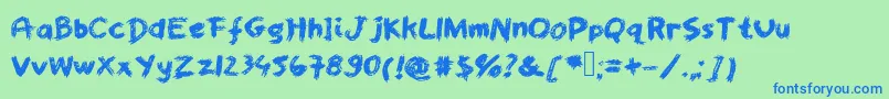 Worstpaintjobever-Schriftart – Blaue Schriften auf grünem Hintergrund