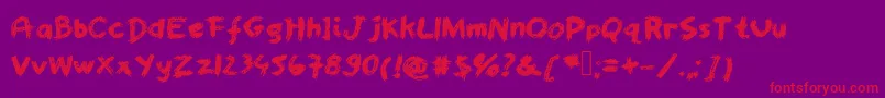 フォントWorstpaintjobever – 紫の背景に赤い文字