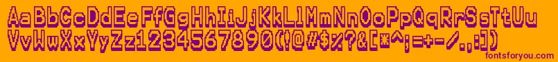 KarmafutureRegular-Schriftart – Violette Schriften auf orangefarbenem Hintergrund