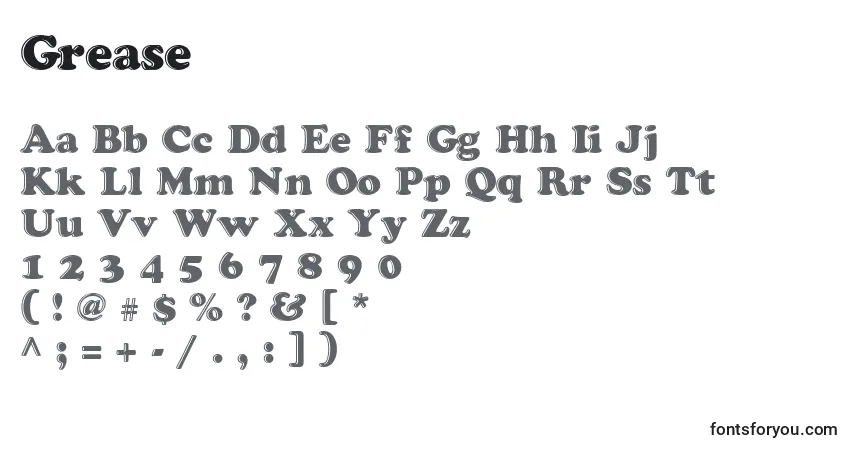 A fonte Grease – alfabeto, números, caracteres especiais