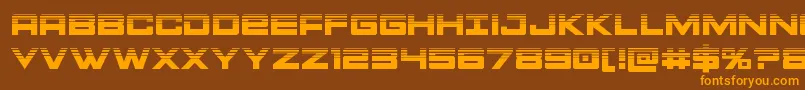 Montrochalf-Schriftart – Orangefarbene Schriften auf braunem Hintergrund