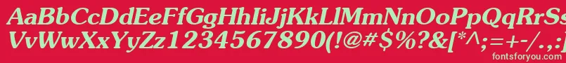 SouvenirBoldItalic Font – Green Fonts on Red Background