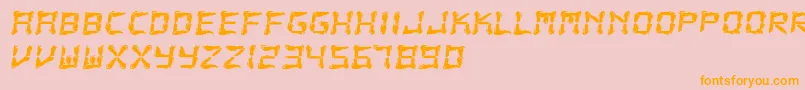 FluidLcd Font – Orange Fonts on Pink Background