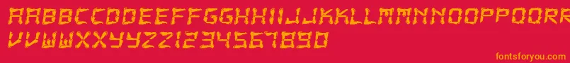 FluidLcd Font – Orange Fonts on Red Background