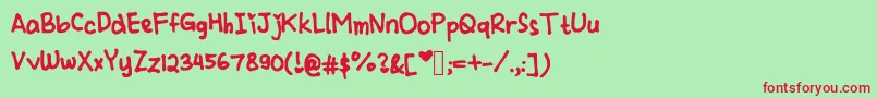Cindyyobold Font – Red Fonts on Green Background