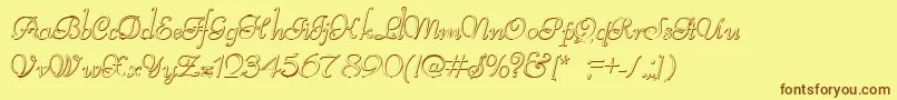 ReliantBeveled Font – Brown Fonts on Yellow Background