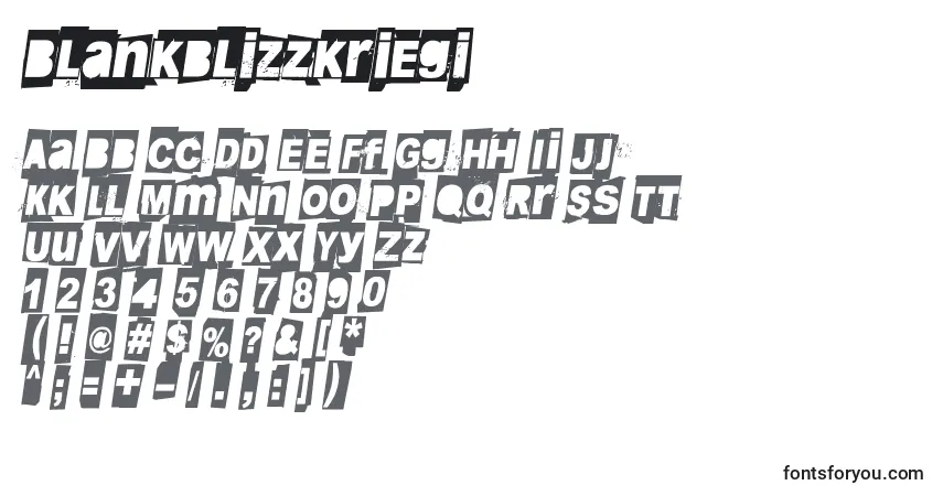 Czcionka Blankblizzkriegi – alfabet, cyfry, specjalne znaki
