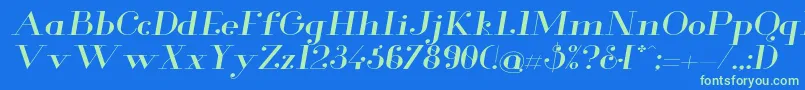 GlamorExtendeditalic Font – Green Fonts on Blue Background