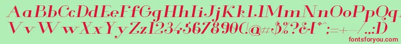 GlamorExtendeditalic Font – Red Fonts on Green Background