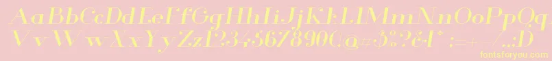 GlamorExtendeditalic-Schriftart – Gelbe Schriften auf rosa Hintergrund