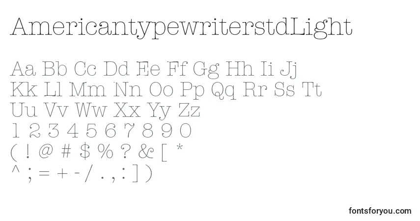 AmericantypewriterstdLight-fontti – aakkoset, numerot, erikoismerkit