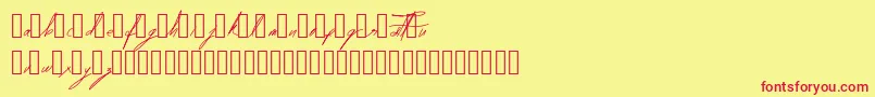 DestinationDesolation-Schriftart – Rote Schriften auf gelbem Hintergrund