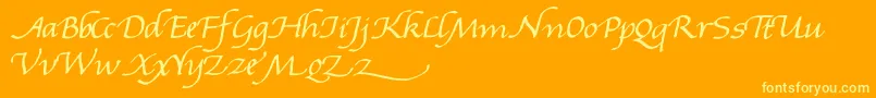 Gourhand-Schriftart – Gelbe Schriften auf orangefarbenem Hintergrund