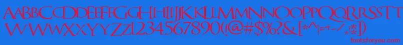 QuagentRegular Font – Red Fonts on Blue Background