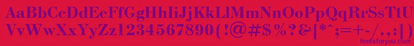 フォントUkrainianbodoniBold – 赤い背景に紫のフォント