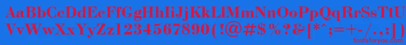フォントUkrainianbodoniBold – 赤い文字の青い背景