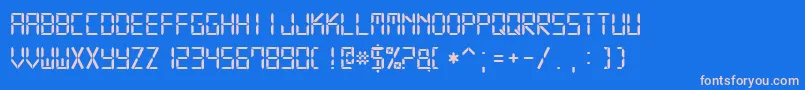 Digital7Mono-fontti – vaaleanpunaiset fontit sinisellä taustalla