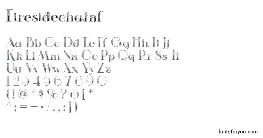 Czcionka Firesidechatnf – alfabet, cyfry, specjalne znaki
