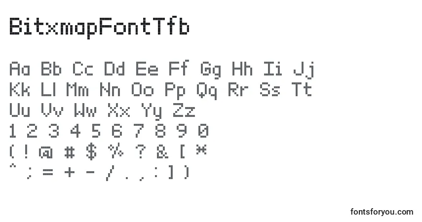 Schriftart BitxmapFontTfb – Alphabet, Zahlen, spezielle Symbole