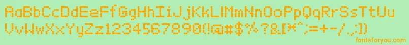 BitxmapFontTfb-Schriftart – Orangefarbene Schriften auf grünem Hintergrund