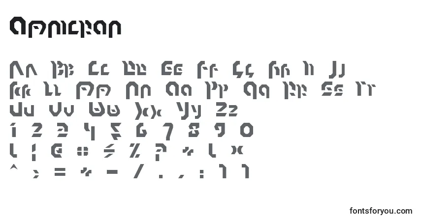 Czcionka Omnicron – alfabet, cyfry, specjalne znaki